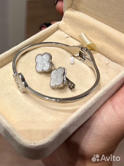 Набор как Van cleef серебряный серьги и браслет