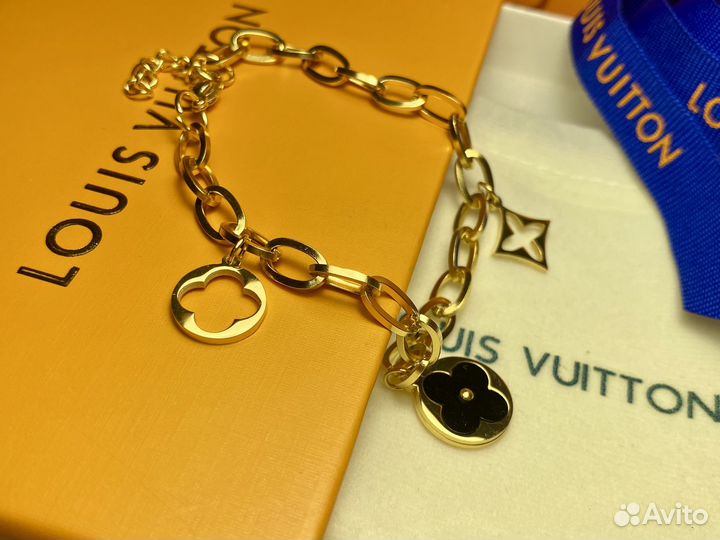 Louis vuitton браслет с черной эмалью