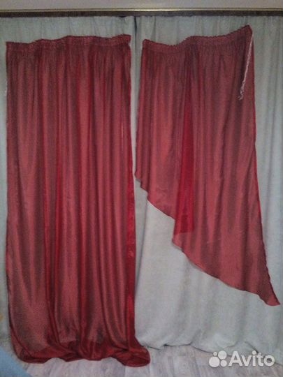 Шторы бордовая
