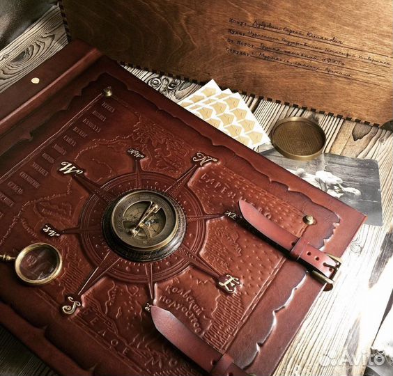 Фотоальбом кожаный на морскую тематику