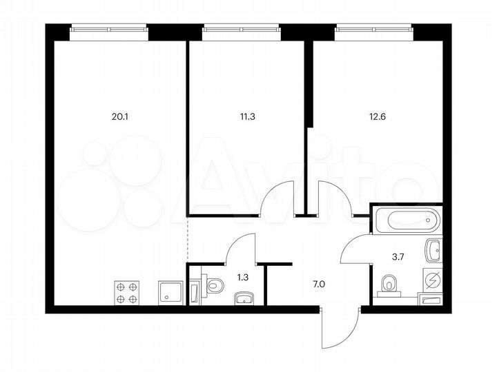 2-к. квартира, 56 м², 21/32 эт.
