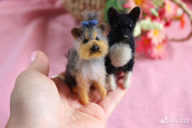 Йоркширский терьер, той терьер. Фигурки из шерсти