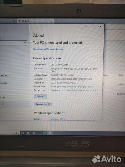 Ноутбук Asus i5 / 8gb / SSD