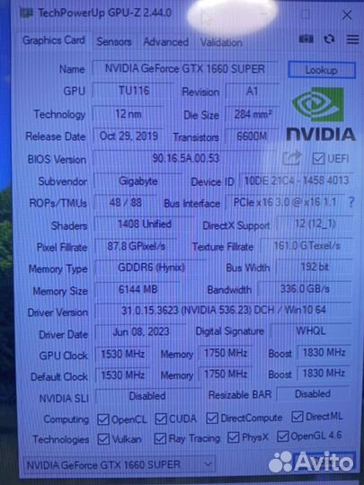 Видеокарта gtx 1660 super 6gb