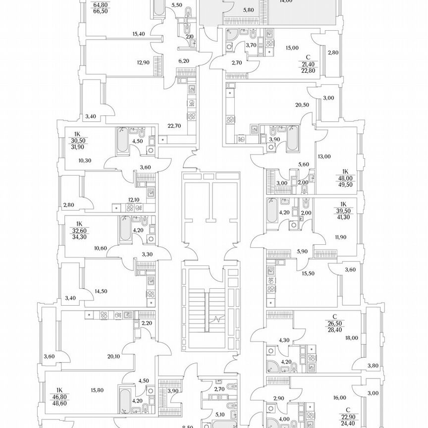 2-к. квартира, 76,6 м², 12/13 эт.