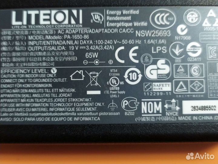 Блок питания для ноутбука acer 65 w