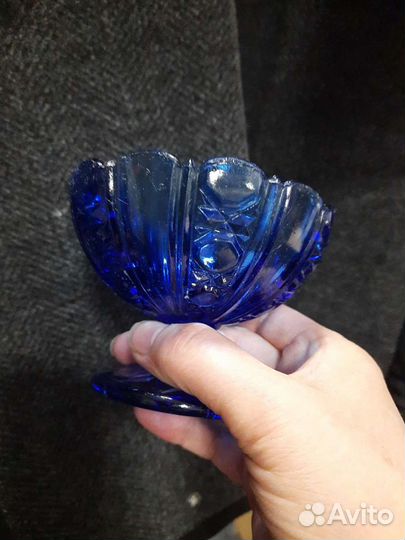 Сахарница на ножке старинная редкая купаросное сте