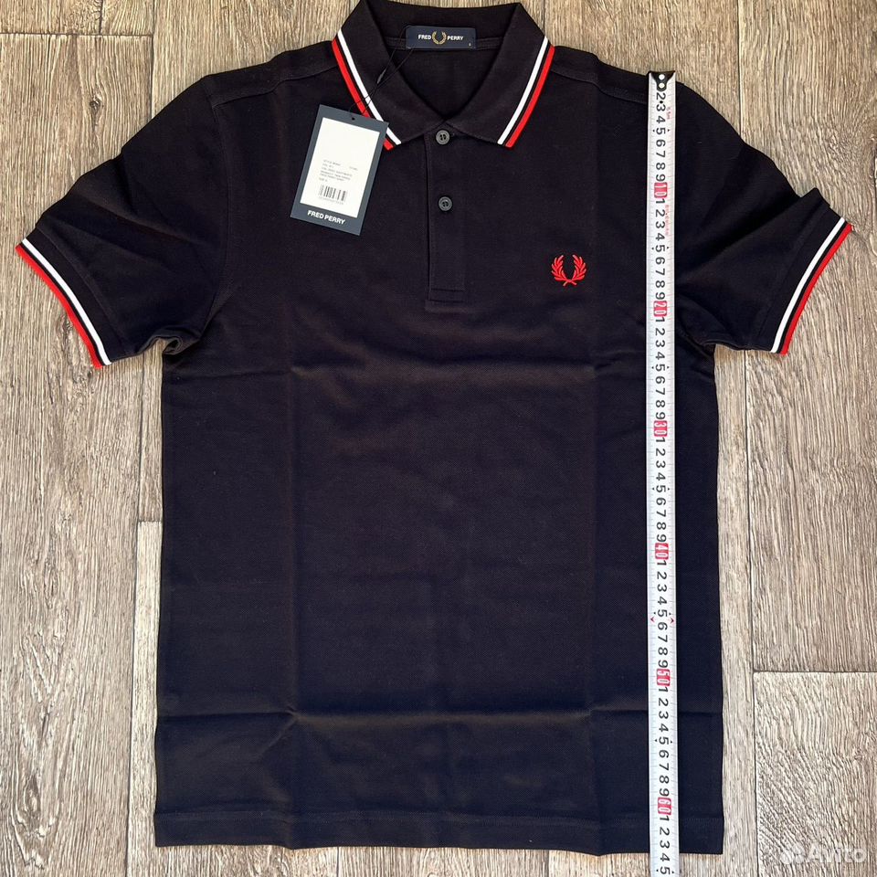 Fred perry polo black red white best sale