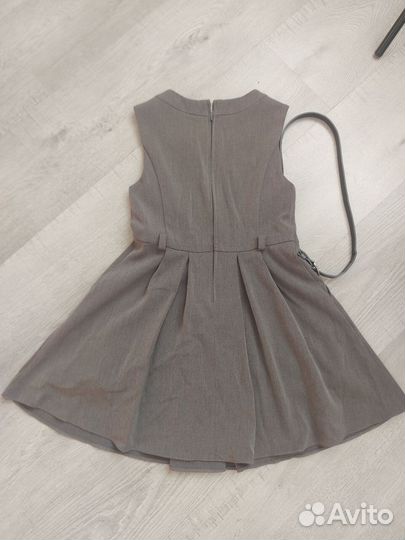 Школьный сарафан для девочки, серый, 122