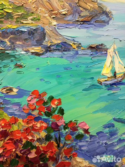 Картина на холсте,Крымский пейзаж,масло,холст