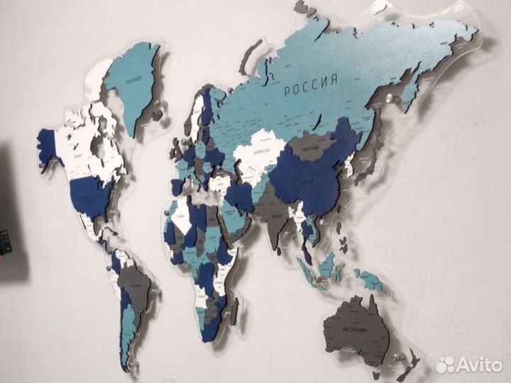Деревянная карта мира на стену