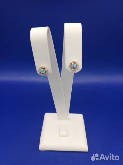 Серьги,Золото,585,Топаз,Бриллиант