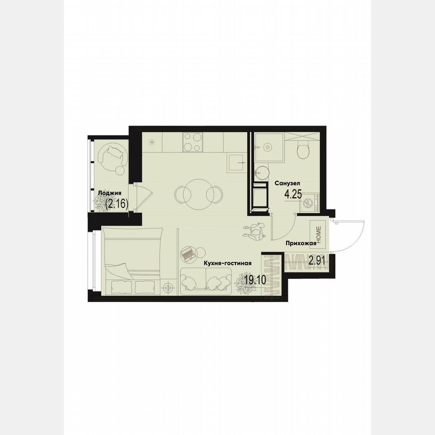 Квартира-студия, 27,3 м², 12/12 эт.