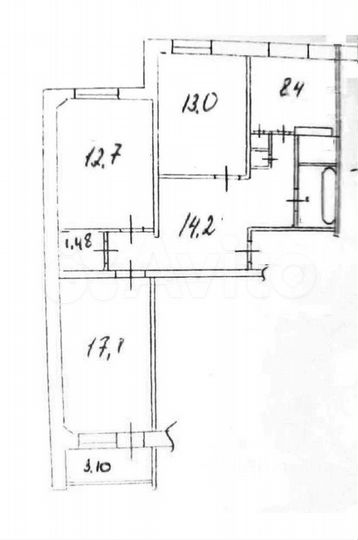 3-к. квартира, 72 м², 3/9 эт.
