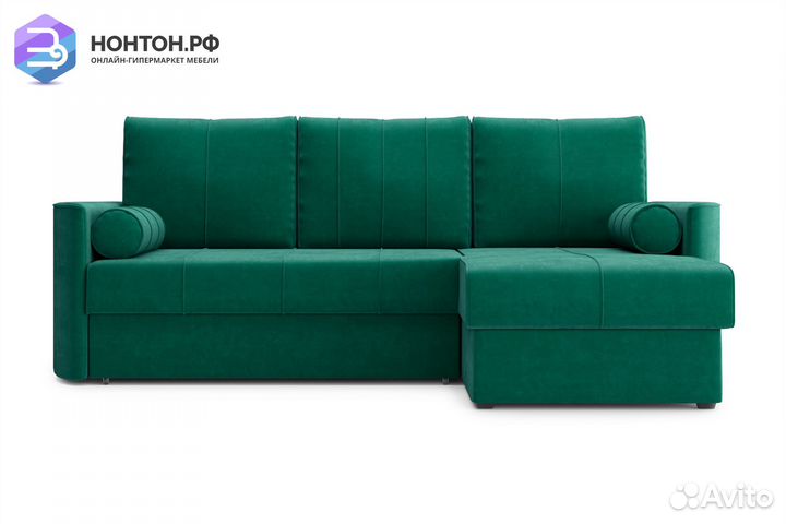 Диван угловой дельфин Колибри изумрудный