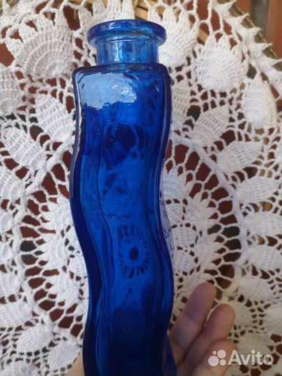 Ваза синяя стеклянная