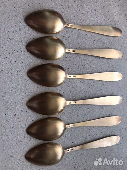 Чайные Ложки серебро 875 с позолотой