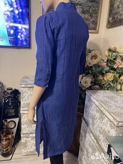 Дизайнерская рубашка-накидка лён Blanckelly