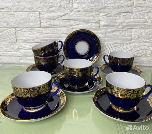 Чайные пары Золотой фриз кобальт лфз СССР