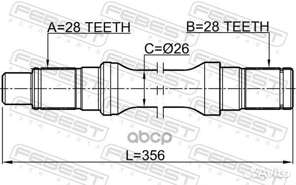 Полуось левая 28X356X28 mazda BT-50 UN 2006-201