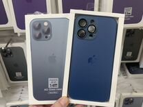 Чехол на iPhone 14 Pro Max Glass Case синий