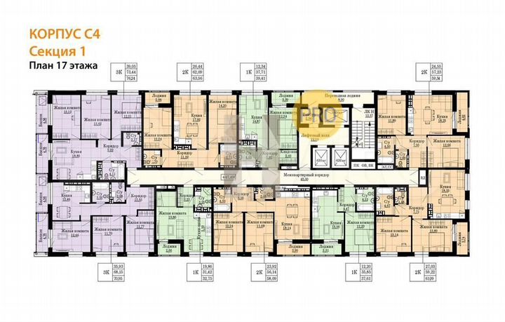 2-к. квартира, 61,1 м², 17/25 эт.