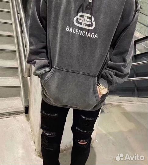 Худи Balenciaga Interlock Washed