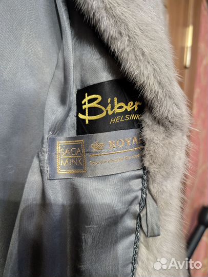 Шуба голубая норка