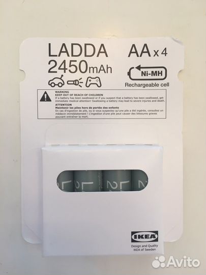 Аккумуляторная батарейка, IKEA ladda, 2400 мАч,AA