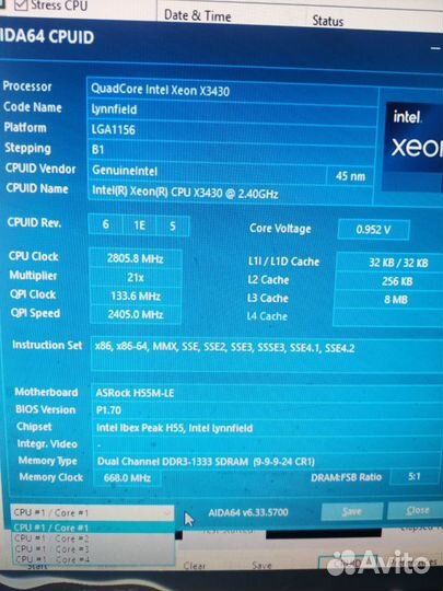 Плата asrock h55m le + xeon x3430