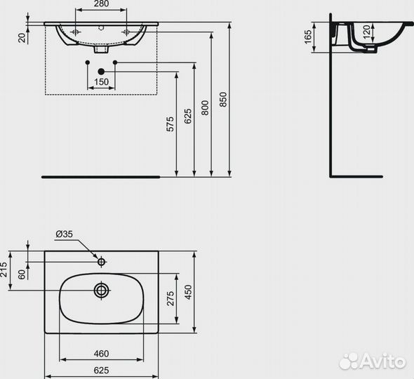 957 Раковина 60 см Ideal Standard Tesi T351001