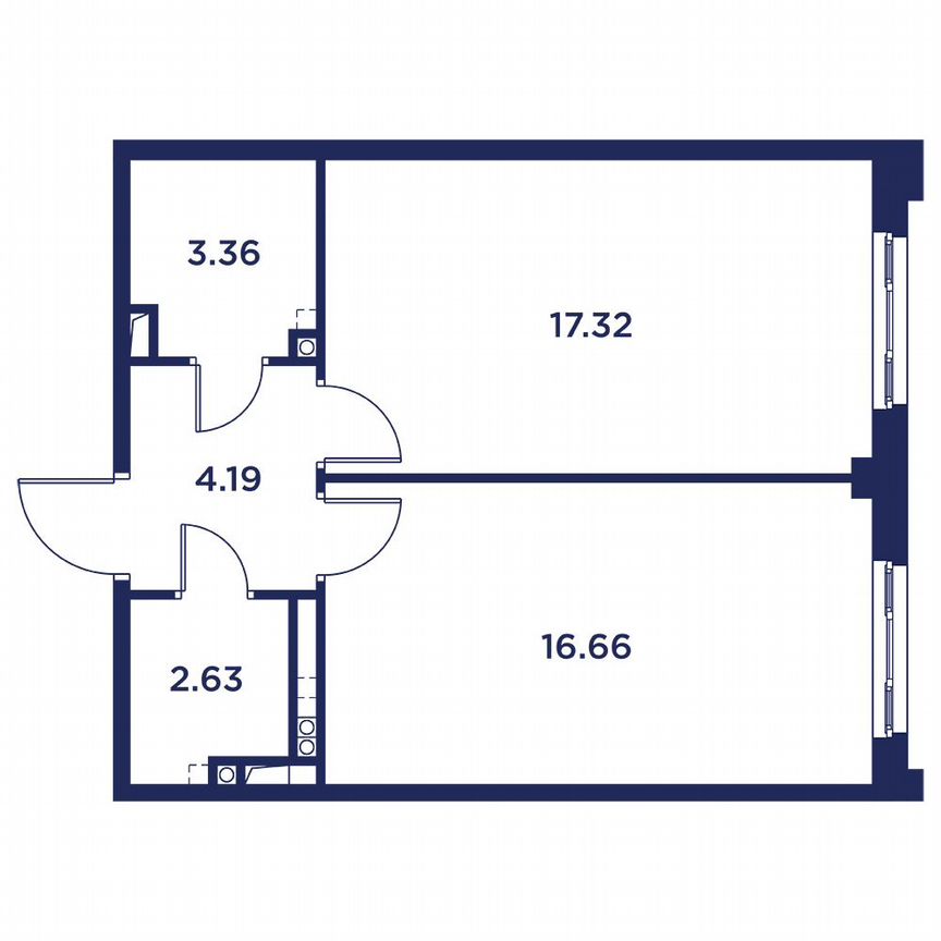 1-к. квартира, 44,2 м², 2/5 эт.