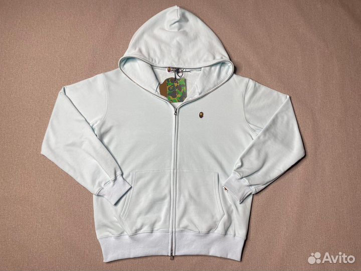 Зип худи Bape full zip голубая