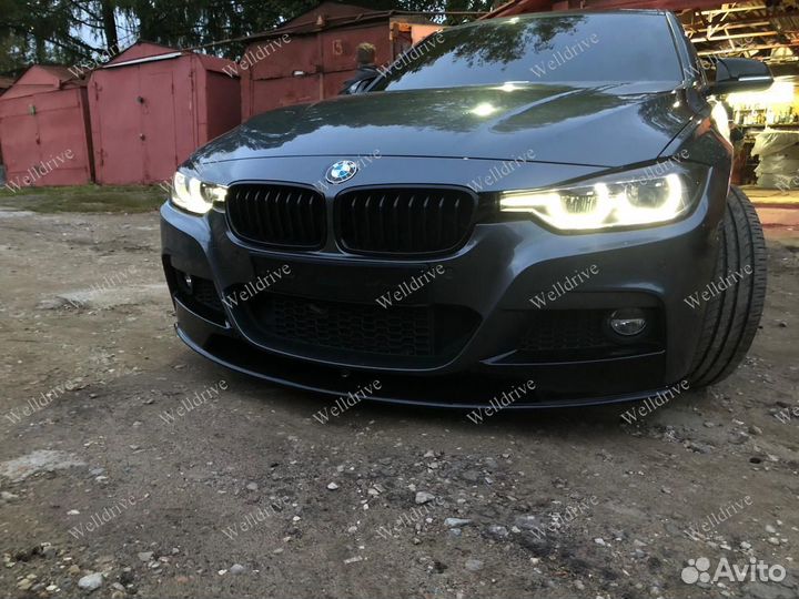 Губа передняя BMW 3 F30 черный глянец