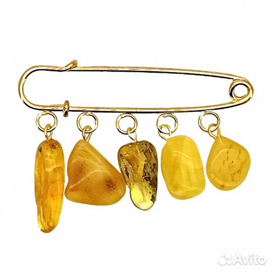 Броши с натуральным янтарем