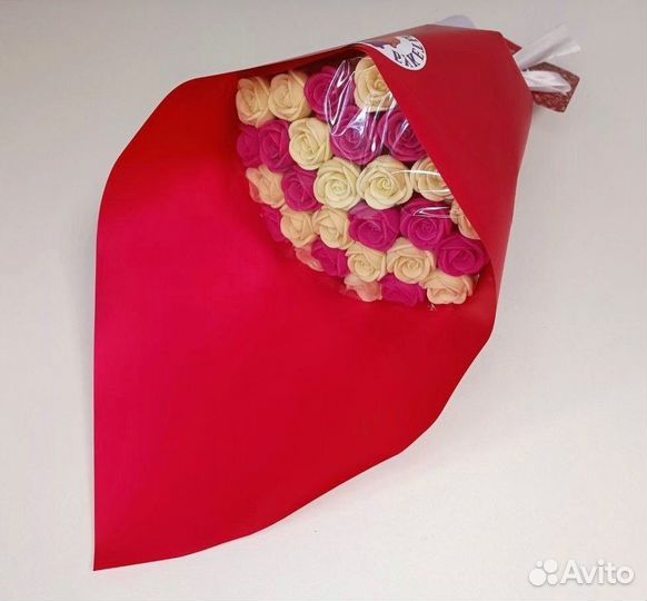 Розы из Белого Шоколада - 29 шт в Букете