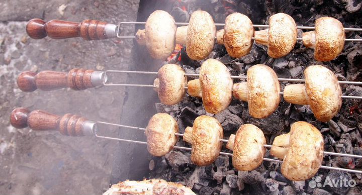 Шампур с дерев. ручкой двойной для грибов и овощей