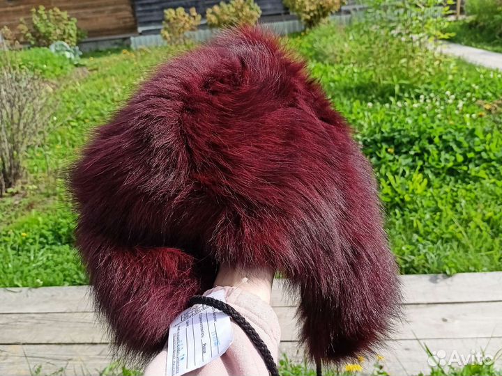 Шапка меховая новая из меха песца бордо 57