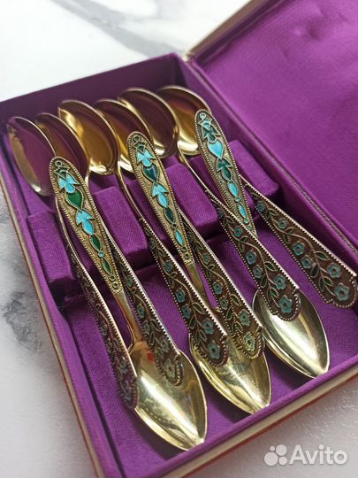 Чайные и десертные ложки с эмалью СССР