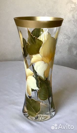 Ваза декоративная стекло ручная роспись