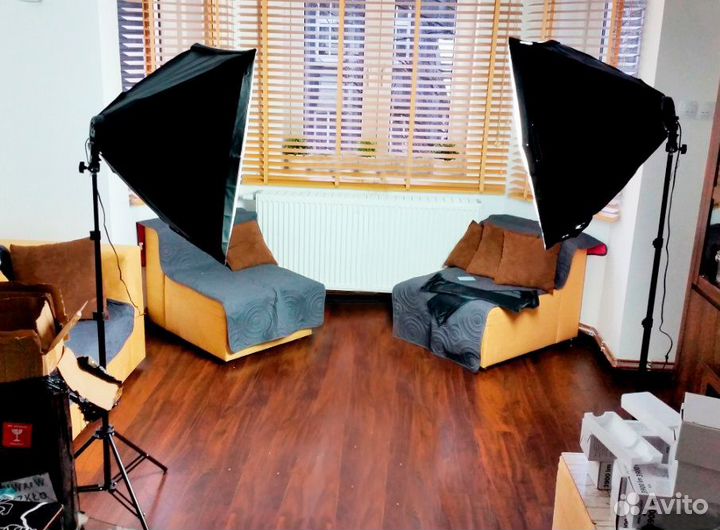 Софтбоксы 2шт+Штатив 2шт+Лампы 8шт+Чехлы 2шт+Сумка