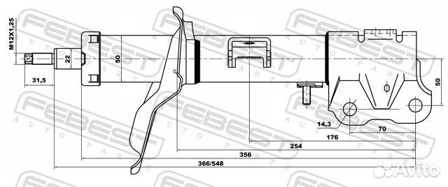 Амортизатор передний левый mitsubishi lancer(CY) (2007)