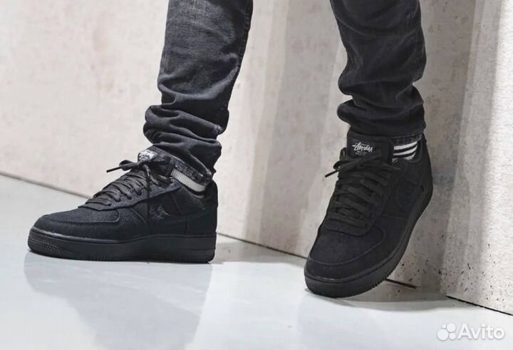 Кроссовки Nike Air Force 1 Stussy Black (36-45)