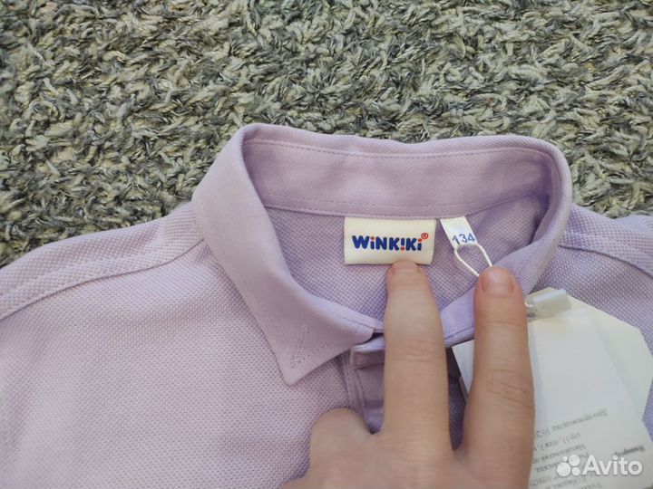 Новая школьная рубашка Winkiki р.134, сиреневая