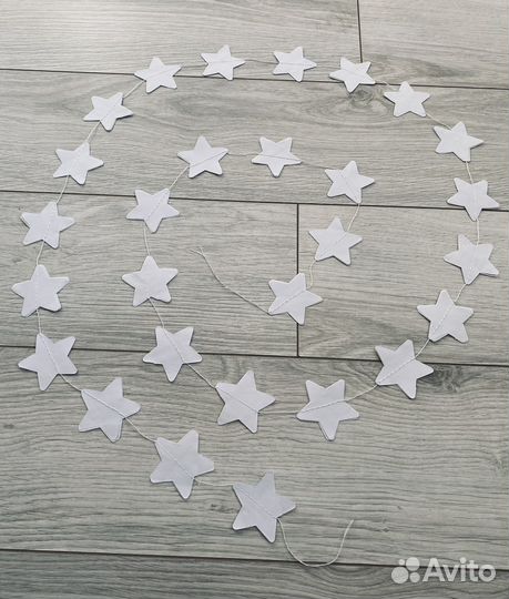 Гирлянда Звёзды Бумажные Белые Чёрные