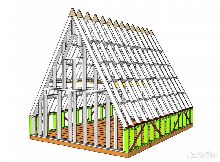 Треугольный дом А-Фрейм 6х6 (A-Frame) 36 м²