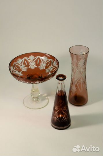 Вазы цветные.Фруктовница.Конфетница.Чехия.Богемия