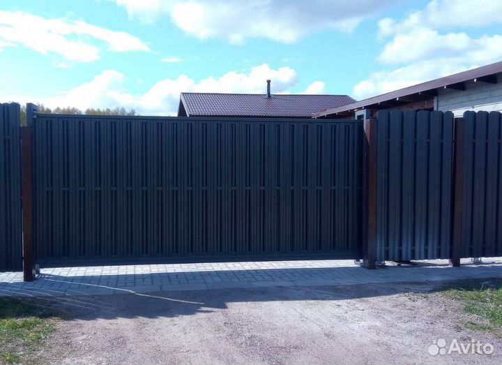 Откатные ворота с автоматикой под ключ