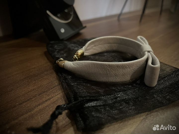 Кожаный женский браслет 18см