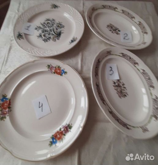 Большие(фарфор.) блыда,чашки Дулево,чайник.Тарелка